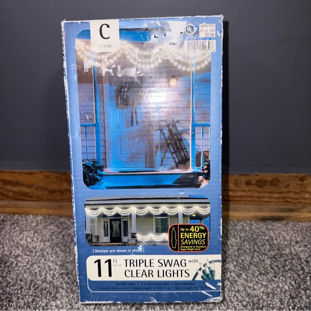 11ft Triple Swag Clear Mini Christmas Lights150 Bulbs Indoor Outdoor Target Vtg
